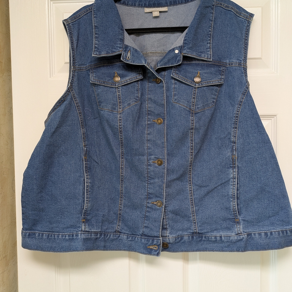 Woman Within Light and Medium Blue Denim Top